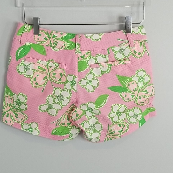 Lilly Pulitzer Callahan  Pink Green Butterflies Shorts 00  xs - Picture 4 of 7